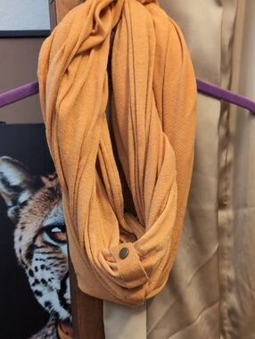 Versatile Mustard Infinity Scarf with Snap Closure